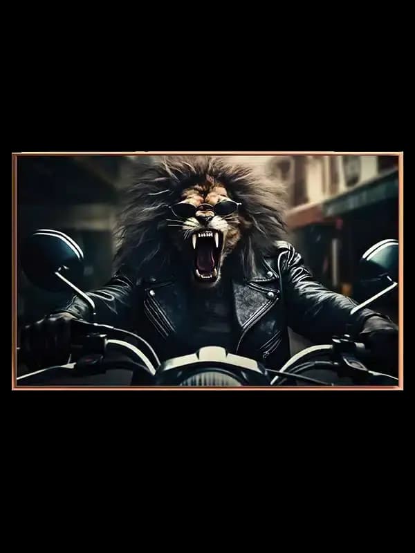 Lion On Motorcycle Plakat