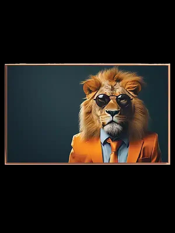 Lion In Orange Suit Plakat