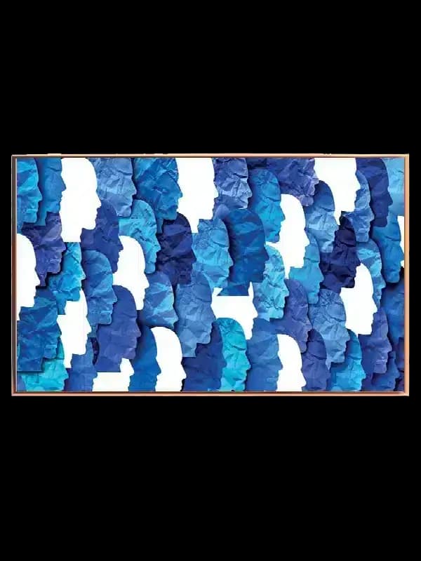 Blue Contour Faces Plakat