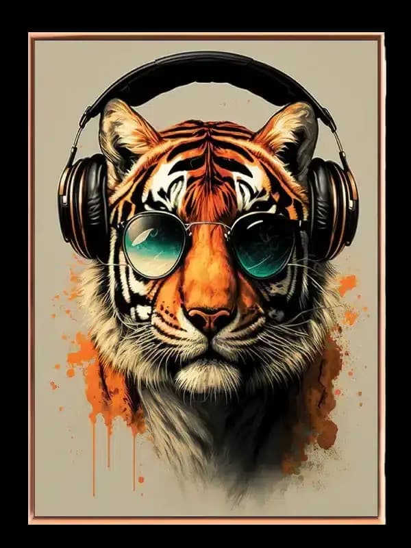 Tiger With Headphones Plakat
